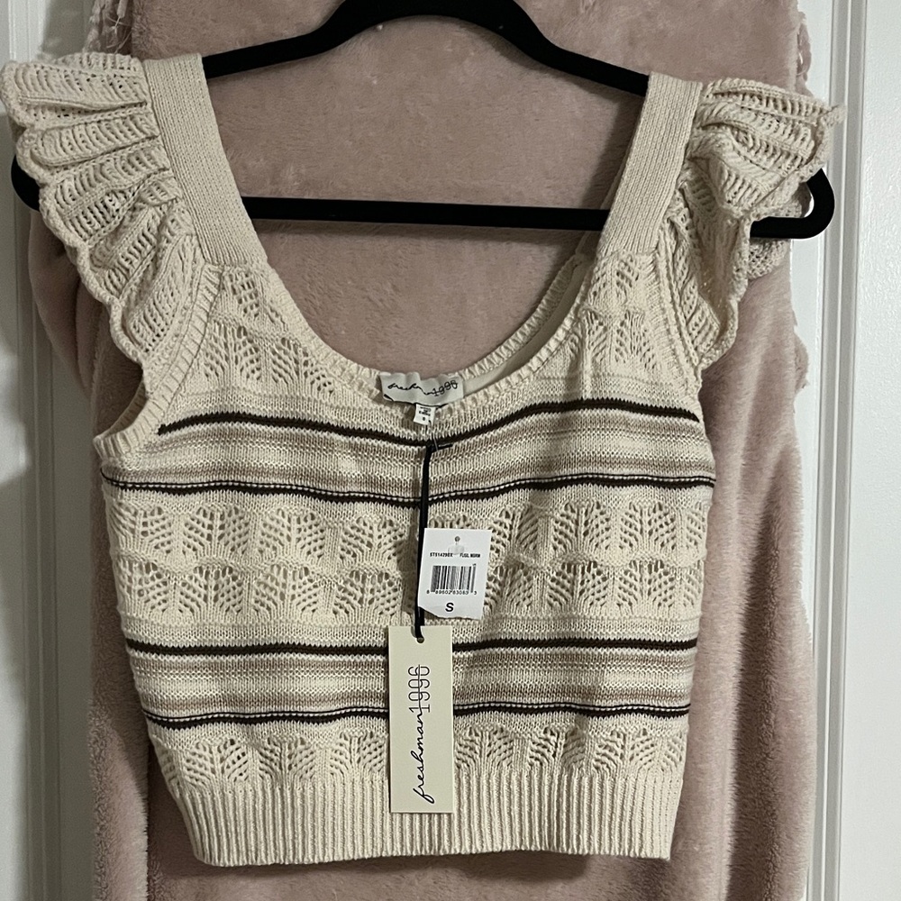 Freshman Cream and Brown Knit Top